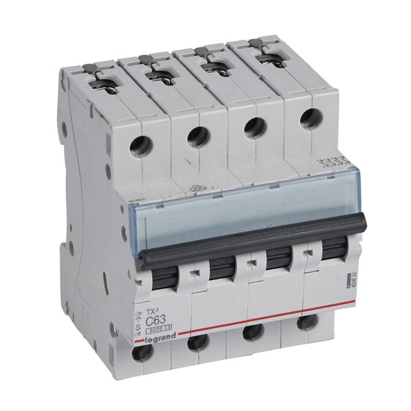 MCB TX³ 6000 - 4P - 400 V~ - 63 A - C curve - prong-type supply busbars image 1