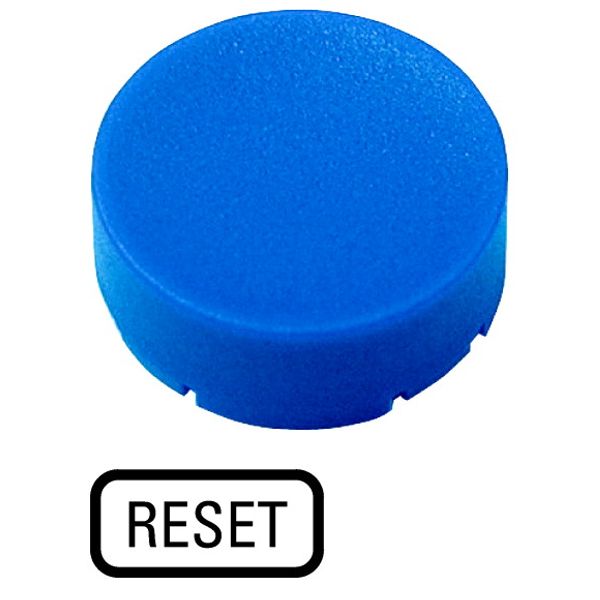 Button plate, raised blue, RESET image 1