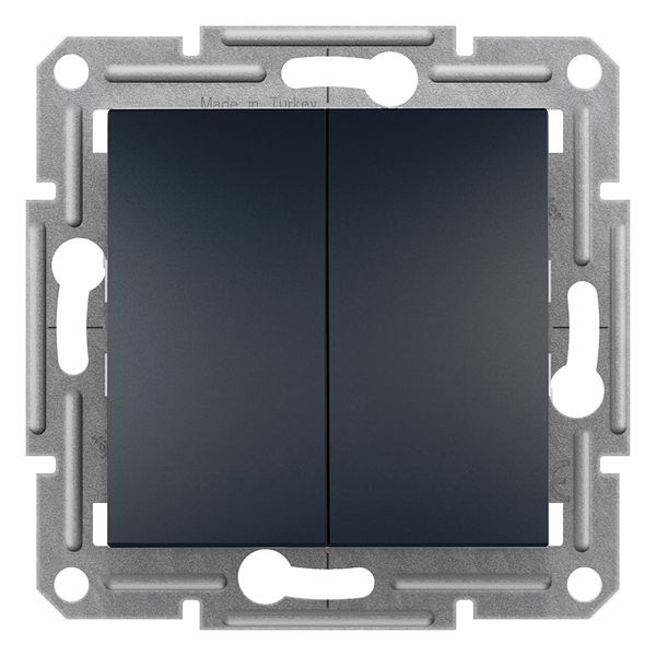 Asfora - 1pole 2circuits switch, screw terminals, wo frame, anthracite image 3
