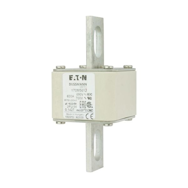 Fuse-link, high speed, 630 A, AC 690 V, size 2, 61 x 77 x 135 mm, aR, IEC, UL, no indicator, 90 mm centres image 10