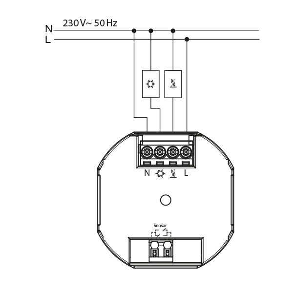 Clock thermostat as room controller, AC 230V, 1 changeover contact, heating 5(2) A, cooling 1(1) A, white backlighting image 4