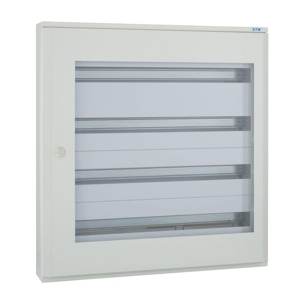 Complete surface-mounted flat distribution board with window, white, 33 SU per row, 4 rows, type C image 8
