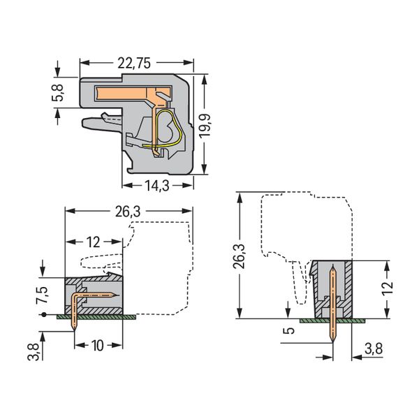 1-conductor female connector, angled CAGE CLAMP® 2.5 mm² gray image 5