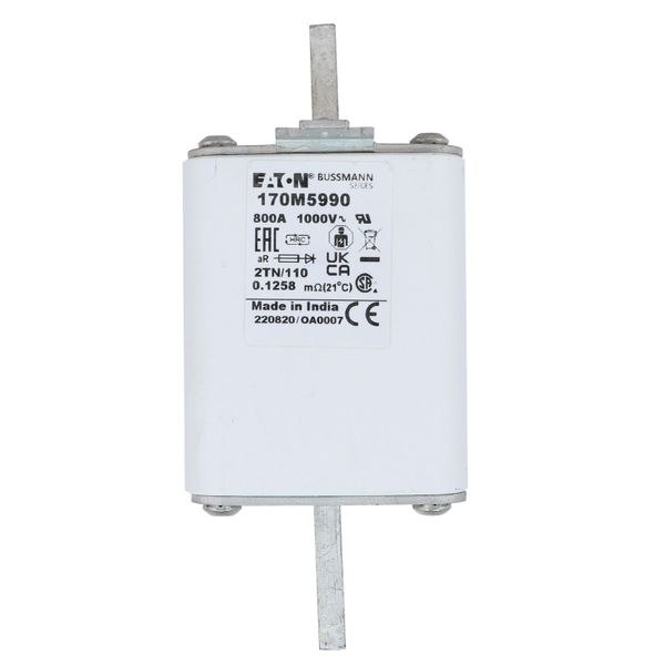 Fuse-link, high speed, 800 A, AC 1000 V, DIN 2, 59 x 75 x 138 mm, aR, DIN, IEC, single indicator image 24