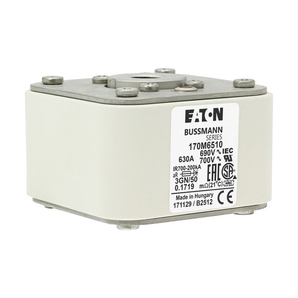 Fuse-link, high speed, 630 A, AC 690 V, size 3, 76 x 92 x 53 mm, aR, IEC, UL, single indicator image 10