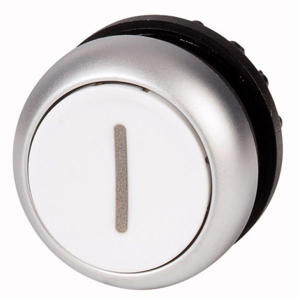 Pushbutton, RMQ-Titan, Flat, maintained, White, inscribed, Bezel: titanium image 1