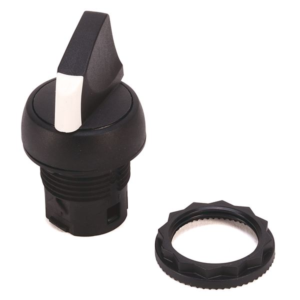 Selector Switch, 2-Position, Spring Return from Right, Black Knob image 1