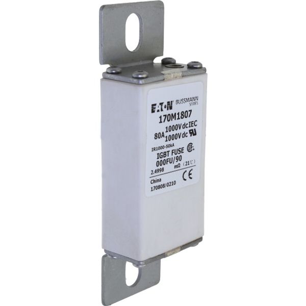 Fuse-link, high speed, 80 A, DC 1000 V, size 000, 24 x 36 x 115 mm, aR, IEC image 3