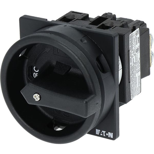 Main switch, T0, 20 A, flush mounting, 1 contact unit(s), 2 pole, STOP function, With black rotary handle and locking ring, Lockable in the 0 (Off) po image 19