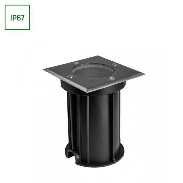 LUKKA CONNECT GU10 250V IP67 110X110X140 GREY SQUARE IN-GROUND, DRIVEWAY LUMINAIRE, FEED-THROUGH WIRING image 1