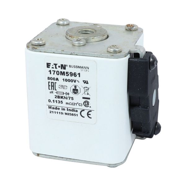 Fuse-link, high speed, 800 A, AC 1000 V, size 2, 59 x 77 x 75 mm, aR, IEC, UL, single indicator image 16