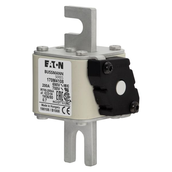 Fuse-link, high speed, 200 A, AC 690 V, DIN 1, 53 x 69 x 108 mm, aR, DIN, IEC, single indicator image 4