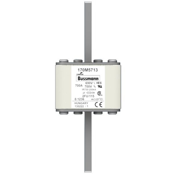 Fuse-link, high speed, 450 A, AC 1250 V, size 2, 61 x 77 x 160 mm, aR, IEC, UL, single indicator image 1