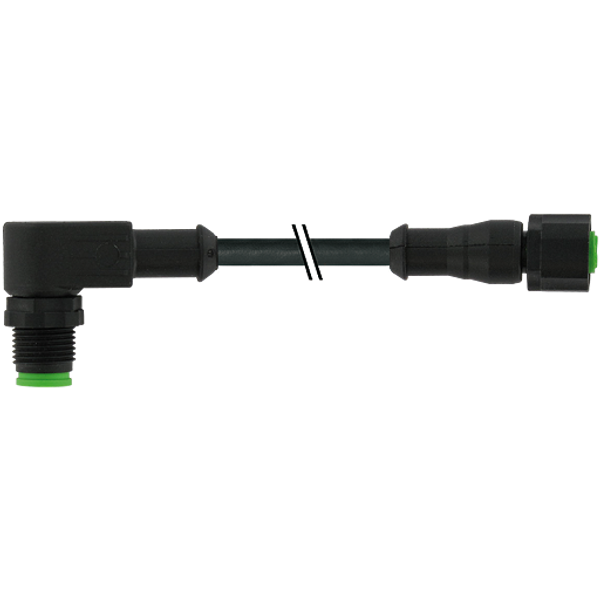 M12 male 90° / M12 female 0° A-cod. V4A FEP 5xAWG22 bk 1.5m image 1