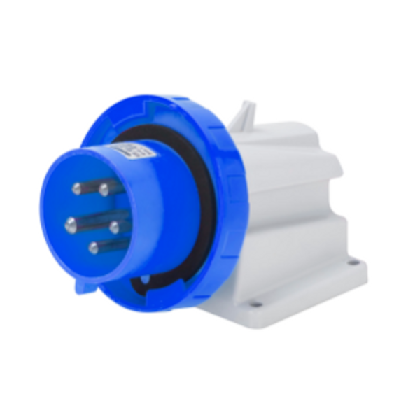 90° ANGLED SURFACE MOUNTING INLET - IP67 - 3P+E 32A 200-250V 50/60HZ - BLUE - 9H - SCREW WIRING image 1