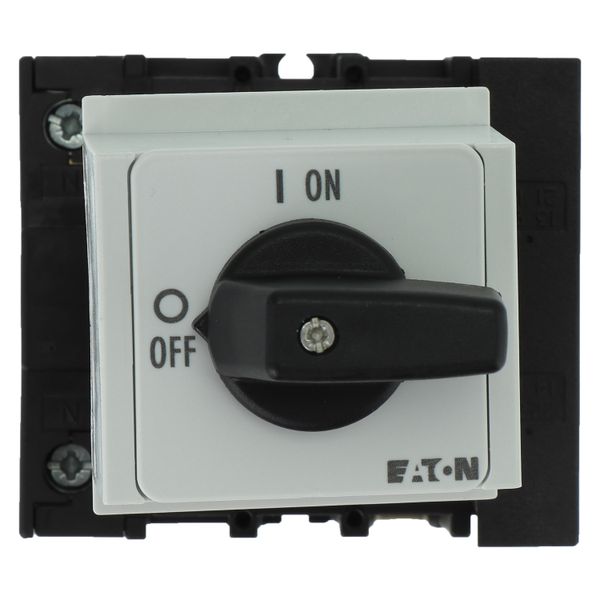 On-Off switch, P1, 40 A, service distribution board mounting, 3 pole + N, 1 N/O, 1 N/C, with black thumb grip and front plate image 12