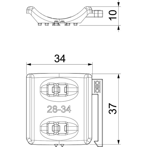 2058UW 34 LGR Counter-trough combinable with double trough 28-34mm image 2