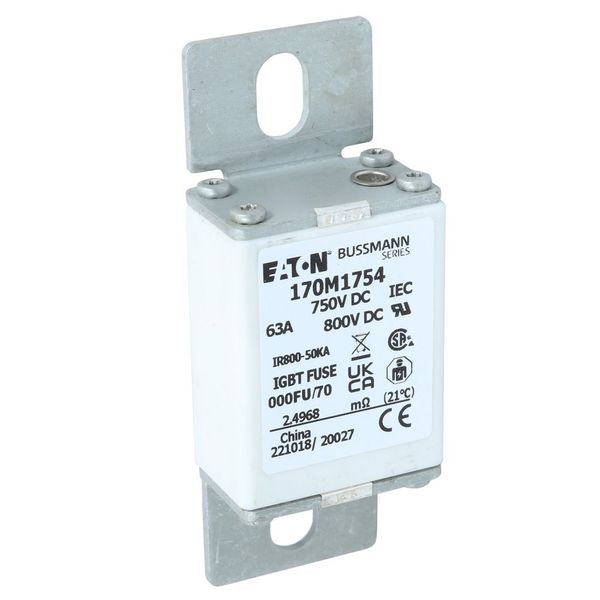 Fuse-link, high speed, 63A, DC 750 V, size 000, 24 x 36 x 96 mm, aR, IEC, UL image 8