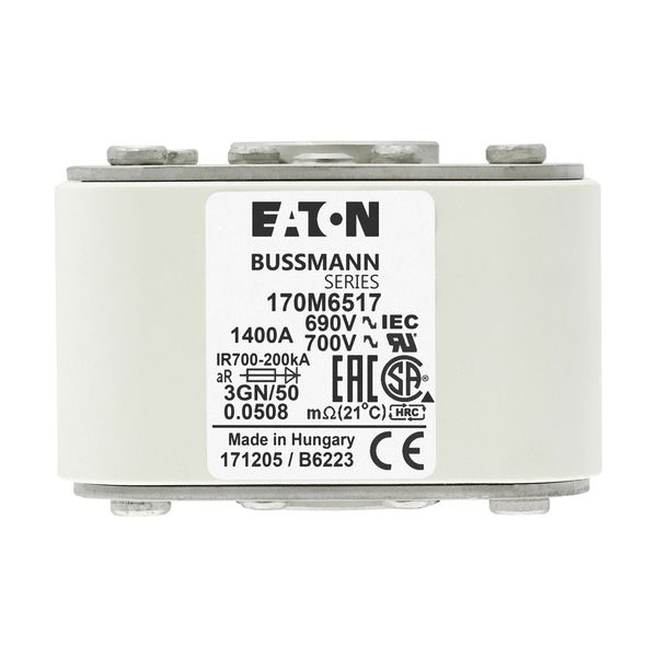 Fuse-link, high speed, 1400 A, AC 690 V, size 3, 76 x 92 x 53 mm, aR, IEC, UL, single indicator image 9