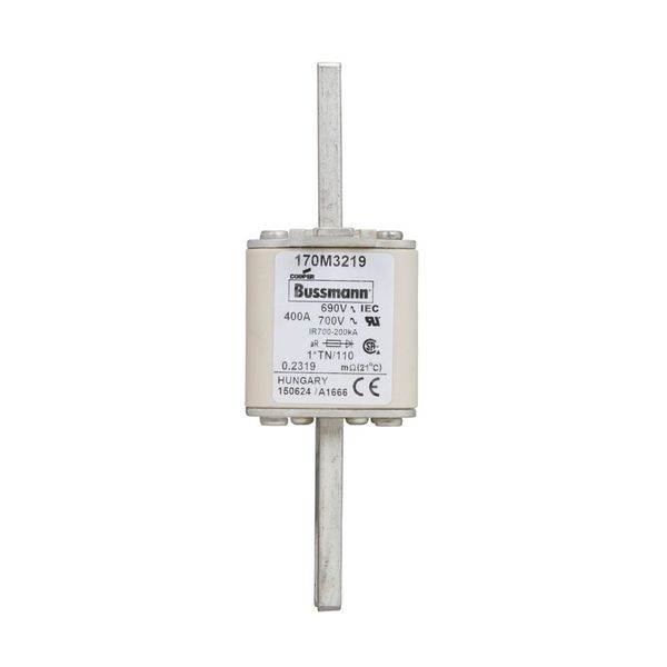 Fuse-link, high speed, 400 A, AC 690 V, compact DIN 1, 45 x 58 x 134 mm, aR, DIN, IEC, single indicator, 80 mm centres image 10