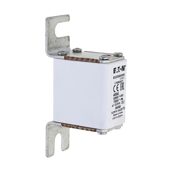 Fuse-link, high speed, 400 A, AC 690 V, DIN 00, 30 x 51 x 100 mm, aR, DIN, IEC, single indicator image 23