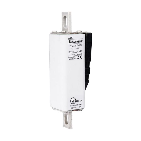 Fuse-link, high speed, 63 A, DC 1500 V, 01XL, 43 x 193 mm, gPV, IEC, UL, with indicator, bolted image 19