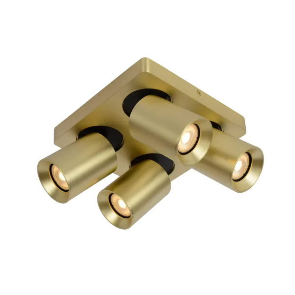 Lucide NIGEL - Ceiling spotlight - LED Dim to warm - GU10 - 4x5W 2200K/3000K - Matt Gold / Brass image 1