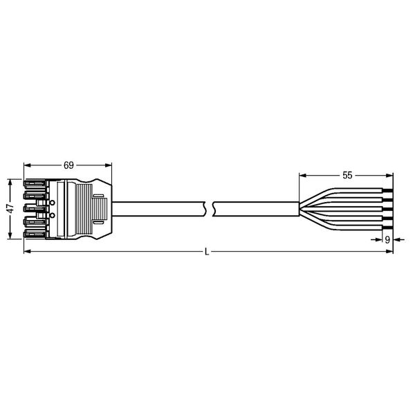 pre-assembled connecting cable;Eca;Plug/open-ended;black image 3