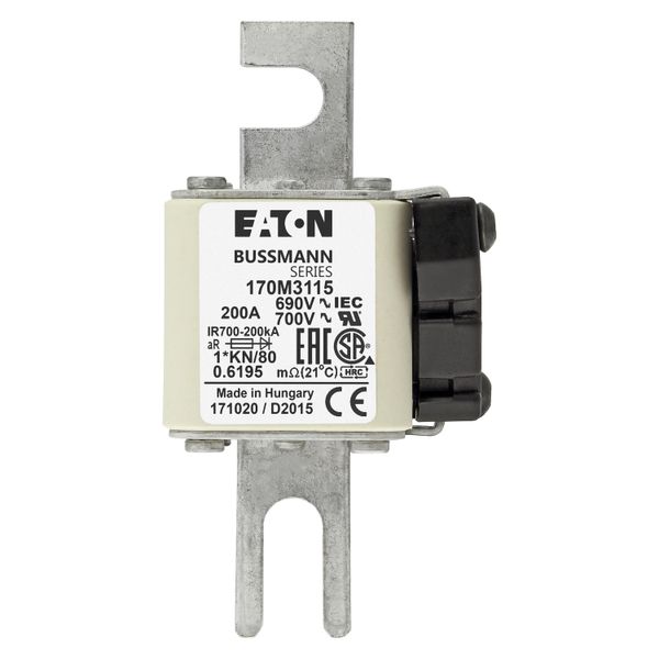 Fuse-link, high speed, 200 A, AC 690 V, compact DIN 1, 45 x 59 x 104 mm, aR, DIN, IEC, single indicator image 8