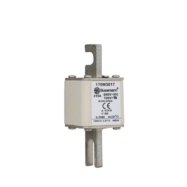 Fuse-link, high speed, 315 A, AC 690 V, compact DIN 1, 45 x 45 x 104 mm, aR, DIN, IEC, single indicator image 8