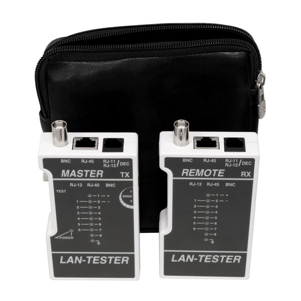 Cable tester RJ45 (UTP+STP) / RJ11 / Coax with bag image 1