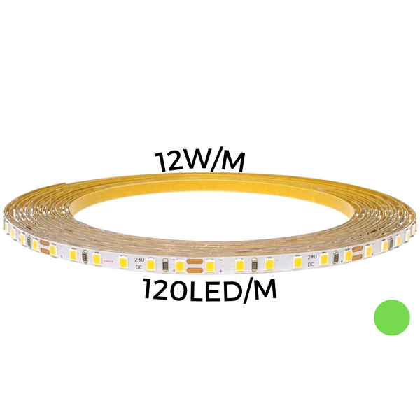 LED strip 12W/m 120led/m GREEN IP67 12V 660Lum/m 36'000h CRI>80 (5m) THORGEON image 1