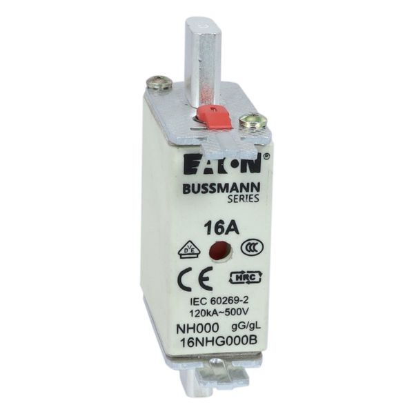 Fuse-link, LV, 16 A, AC 500 V, NH000, gL/gG, IEC, dual indicator, live gripping lugs image 12