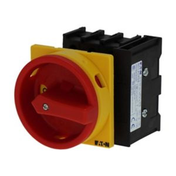 Main switch, P1, 40 A, flush mounting, 3 pole, 1 N/O, 1 N/C, Emergency switching off function, With red rotary handle and yellow locking ring, Lockabl image 2