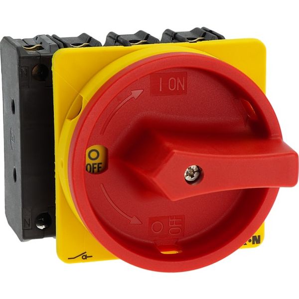 Main switch, P3, 63 A, flush mounting, 3 pole + N, Emergency switching off function, With red rotary handle and yellow locking ring, Lockable in the 0 image 8