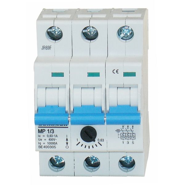 Motor Protection Circuit Breaker, 3-pole, 0.63-1.0A image 1