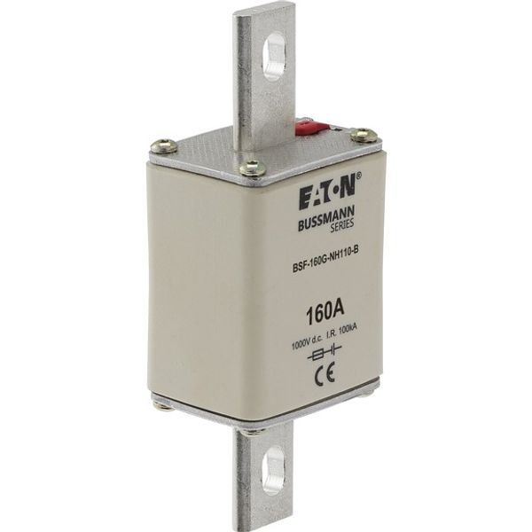 Fuse-link, high speed, 160 A, DC 1000 V, NH1, 40 x 53 x 135 mm, gBat, IEC, bolted connection image 2