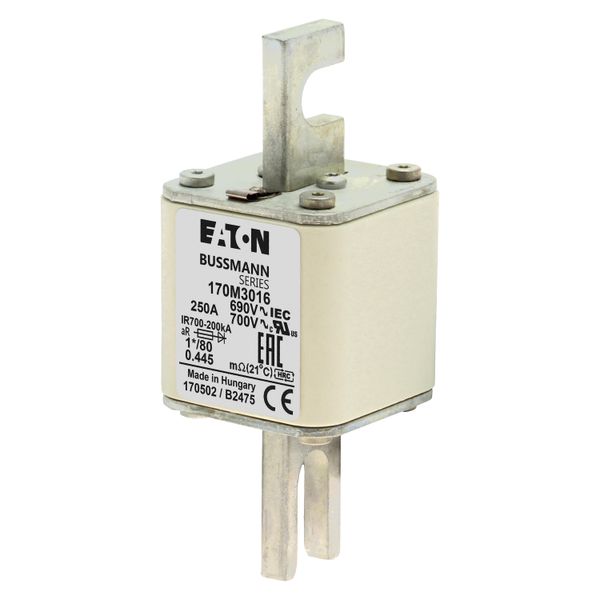 Fuse-link, high speed, 250 A, AC 690 V, compact DIN 1, 45 x 45 x 104 mm, aR, DIN, IEC, single indicator image 5