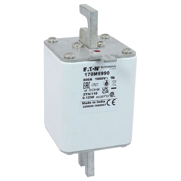 Fuse-link, high speed, 800 A, AC 1000 V, DIN 2, 59 x 75 x 138 mm, aR, DIN, IEC, single indicator image 11