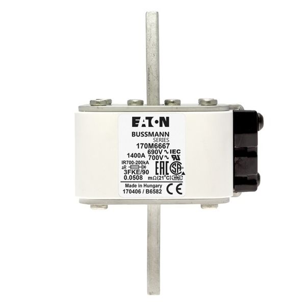 Fuse-link, high speed, 1400 A, AC 690 V, size 3, 76 x 92 x 135 mm, aR, IEC, UL, single indicator image 2