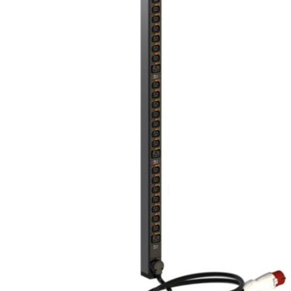 PDU, Zero-U, 3 phase 16A, 21 C13 outlets + 3 C19 outlets, with cord locking image 1