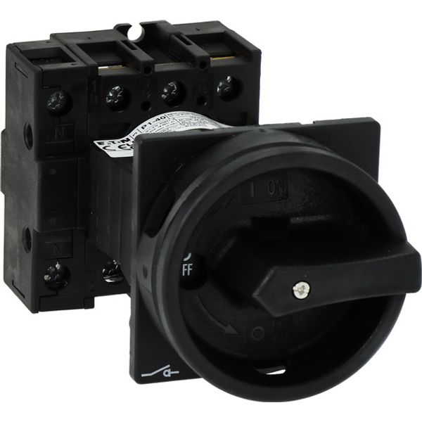 Main switch, P1, 40 A, rear mounting, 3 pole + N, STOP function, With black rotary handle and locking ring, Lockable in the 0 (Off) position image 2