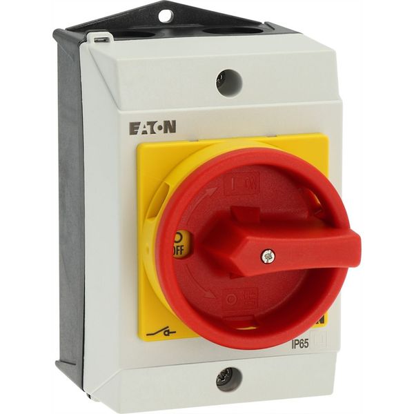 Main switch, T0, 20 A, surface mounting, 1 contact unit(s), 1 pole, Emergency switching off function, With red rotary handle and yellow locking ring, image 51