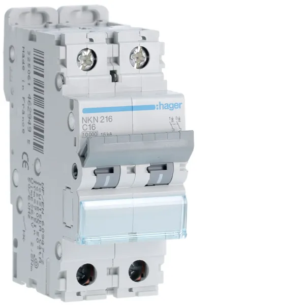 Circuit Breaker 2P 16A C 10/15kA 2M image 1