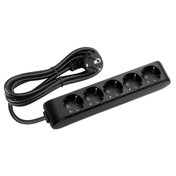 X-tendia Black Five Gang Earth Socket with Cable CP image 1