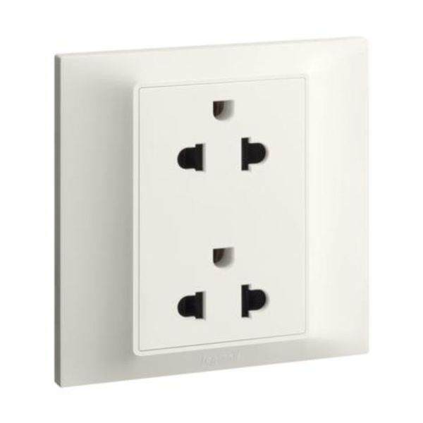 Belanko S - 1 gang 2X2P Euro/US socket outlet with earth - Ivory image 1