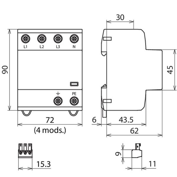 Appl.-opt. combined arrester DEHNshield type 1+2 for three-phase TN-S  image 2