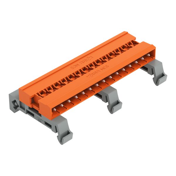 Double pin header DIN-35 rail mounting 15-pole orange image 1