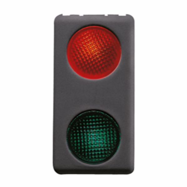 DOUBLE INDICATOR LAMP - 12/24V - RED/GREEN - 1 MODULE - SYSTEM BLACK image 1