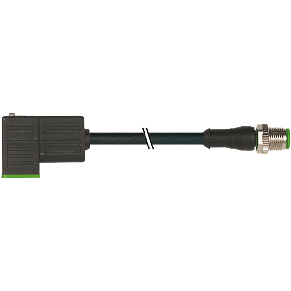 M12 male 0° A-cod./MSUD valve  CI-9.4mm PUR 3x0.75 bk+rob+drag-ch 0.6m image 1